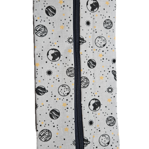 Handgenähte Pinsel- & Stiftetasche „Weltraum“ in Grau