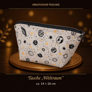 Tasche „Weltraum“ in Grau – ca. 14 × 26 cm