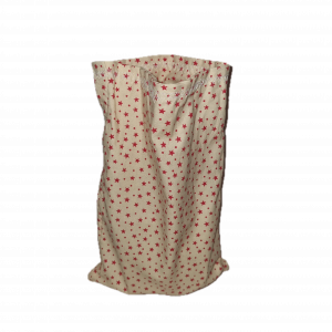 Geschenksäckchen aus Stoff – gelb mit roten Sternen