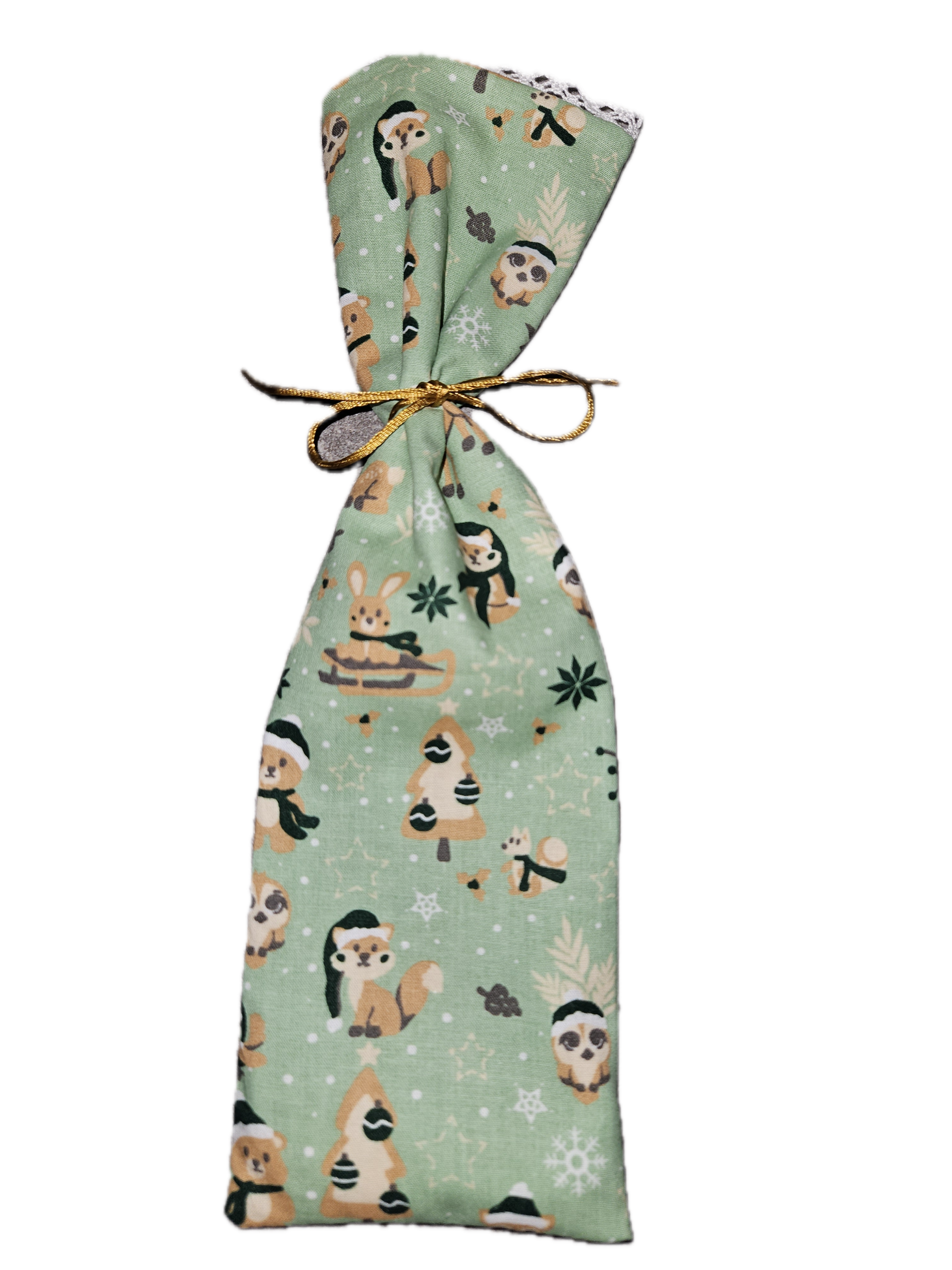 Geschenksäckchen grün mit Tieren – Bild 3