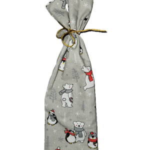 Geschenksäckchen grau mit Eisbär & Pinguinen