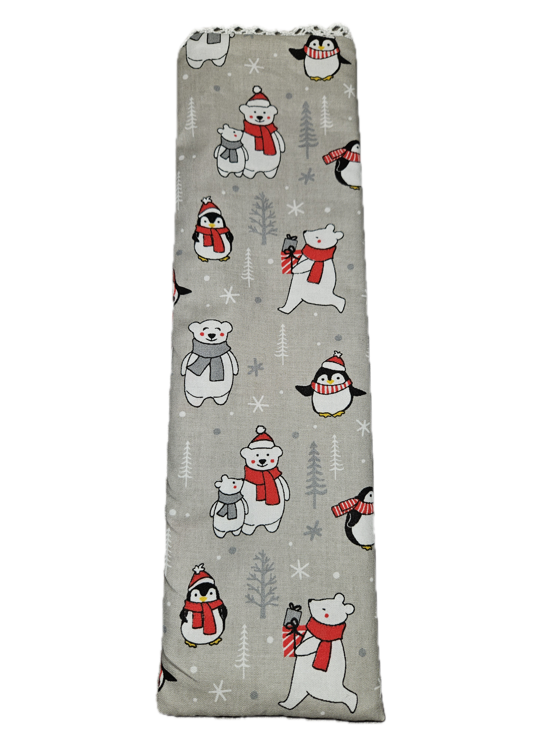 Geschenksäckchen grau mit Eisbär & Pinguinen – Bild 4