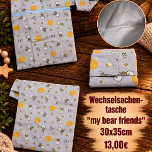 Wechselsachen-Tasche „my Bear Friends“ – ca. 30 × 35 cm
