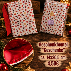 Geschenkbeutel mit weihnachtlichem Geschenk-Motiv