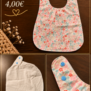 Baby Lätzchen handgenäht – Blumenmuster mit Druckknöpfen