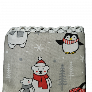 Geschenksäckchen grau mit Eisbär & Pinguinen